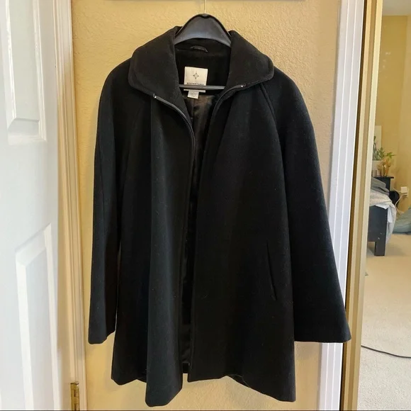 Weather Tamer Wool Blend A-Line Zippered Coat - Picture 1 of 12